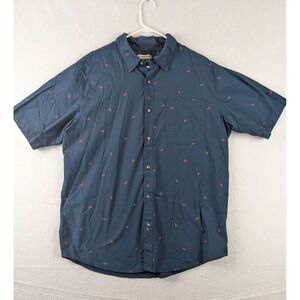 Magellan Outdoors Blue Button Up Shirt Red Lobsters Short Sleeve Size L